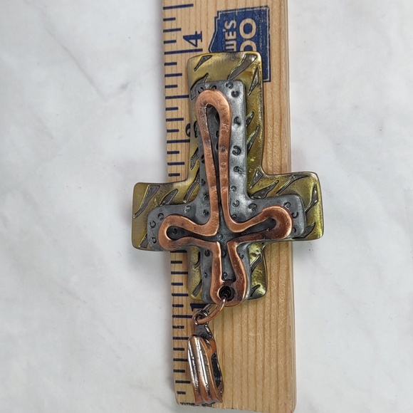 Artisan Crafted Tri-Color Cross Enhancer Pendant - Picture 7 of 10